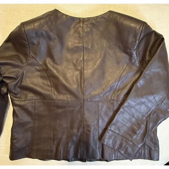 Style & Co. Chocolate Brown Genuine Leather Jacket – Women’s 18W - Picture 9 of 15